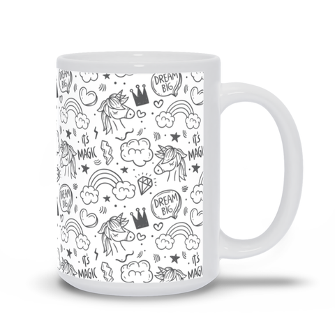 Image of Mug with Hand Drawn Unicorn Design