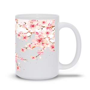 Mug with Watercolor Cherry Blossom Design