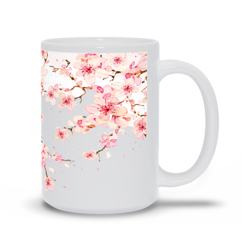 Image of Mug with Watercolor Cherry Blossom Design