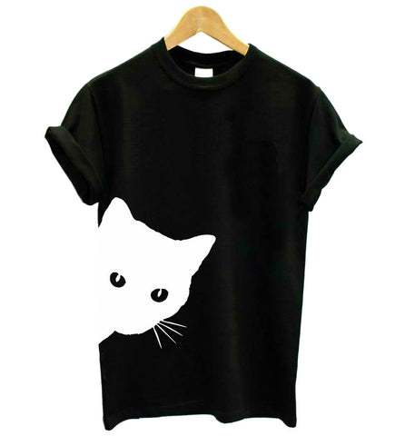 Image of Cat Looking Out Side Print Women's T-shirt