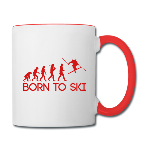 Image of Born to Ski Coffee Mug - white/red