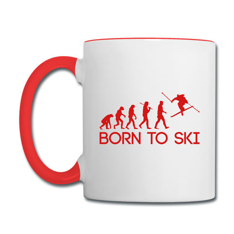 Image of Born to Ski Coffee Mug - white/red