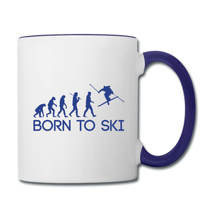 Born to Ski Coffee Mug - white/cobalt blue