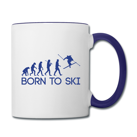 Image of Born to Ski Coffee Mug - white/cobalt blue