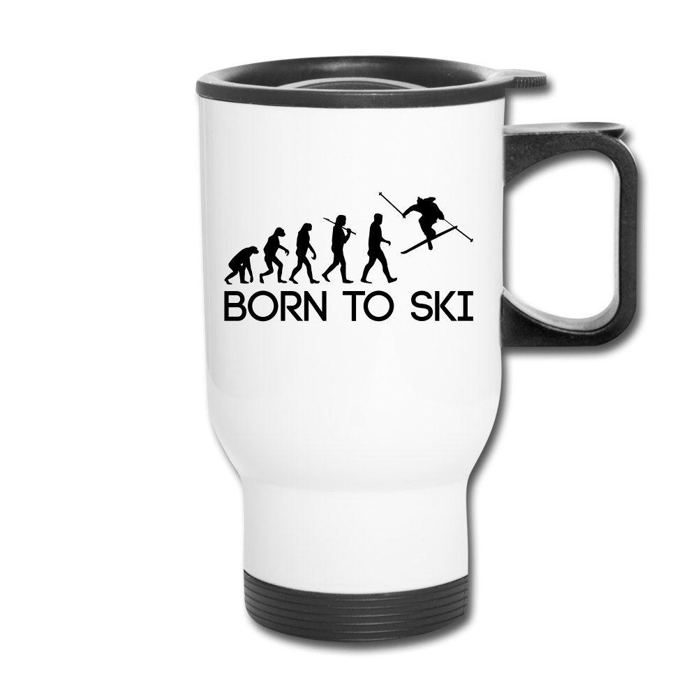 Born to Ski Travel Mug - white