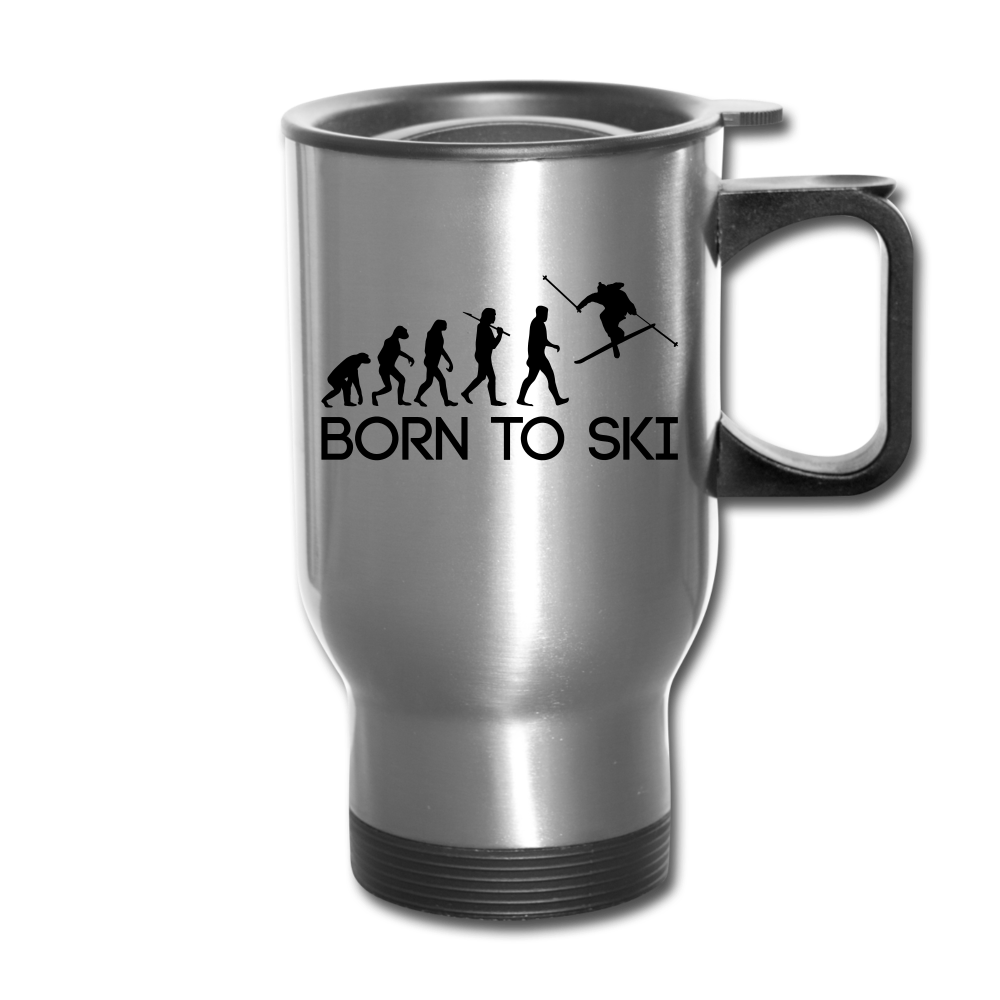 Born to Ski Travel Mug - silver