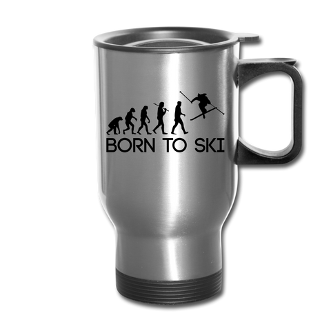 Image of Born to Ski Travel Mug - silver