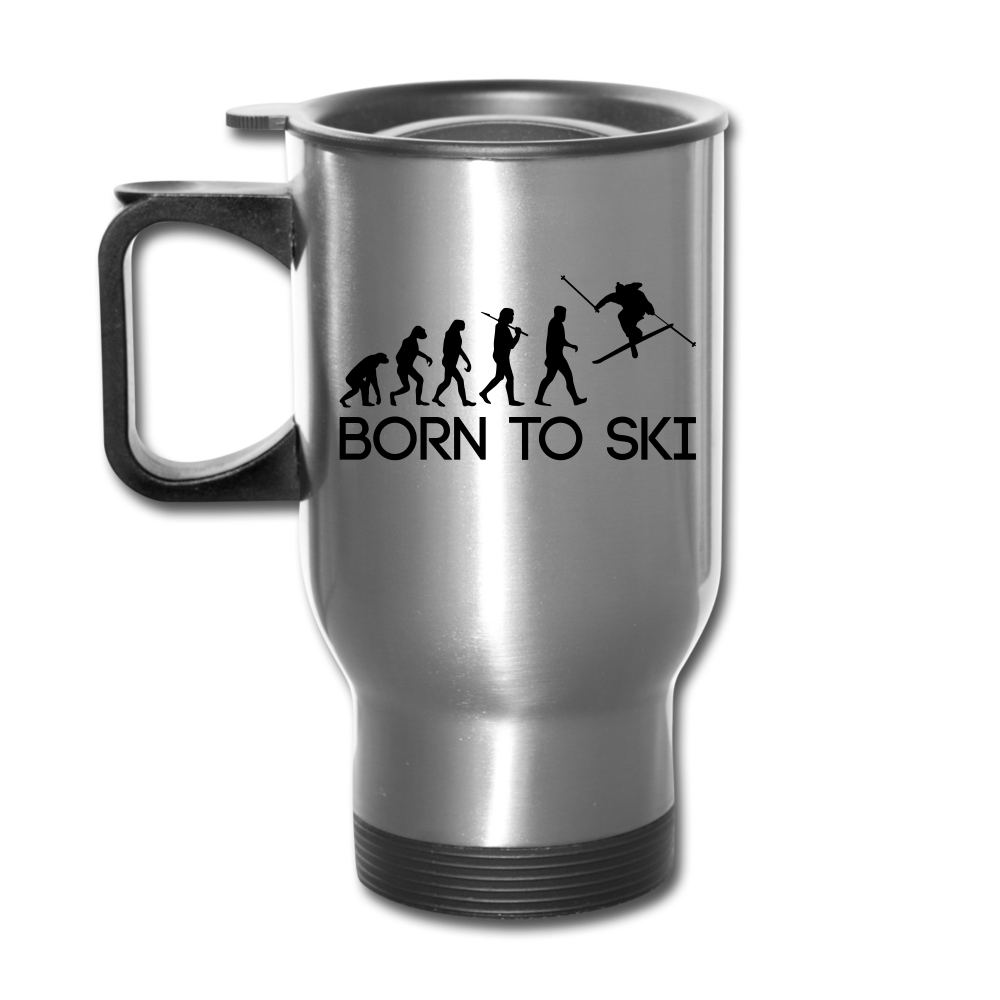 Born to Ski Travel Mug - silver