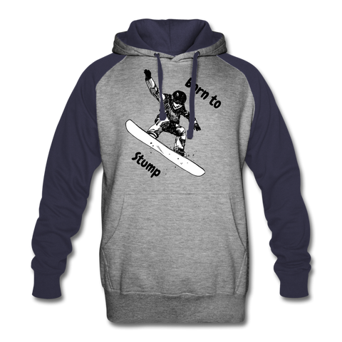Image of Born to Snowboard Colorblock Hoodie - heather gray/navy