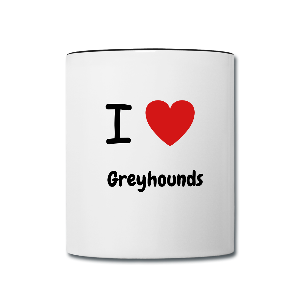 I love Greyhounds Contrast Coffee Mug - white/black