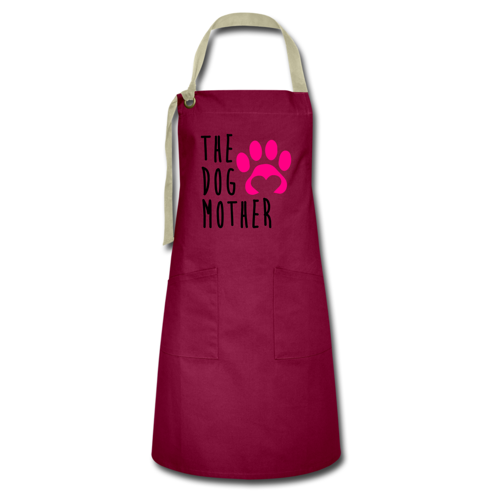 Dog Mother Apron Artisan Apron - burgundy/khaki