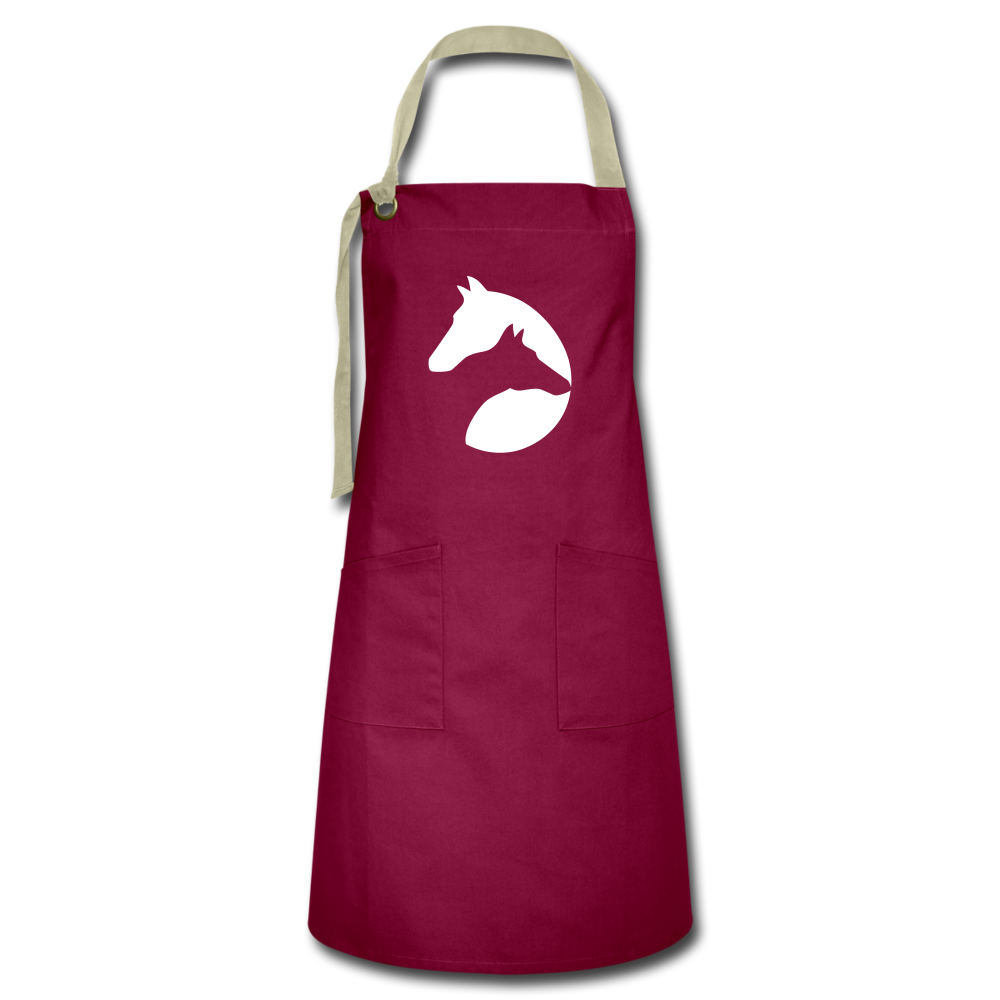 Horse Lover's Apron - burgundy/khaki