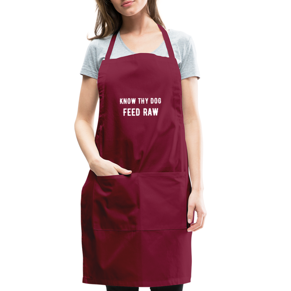 Know Thy Dog Feed Raw Adjustable Apron - burgundy