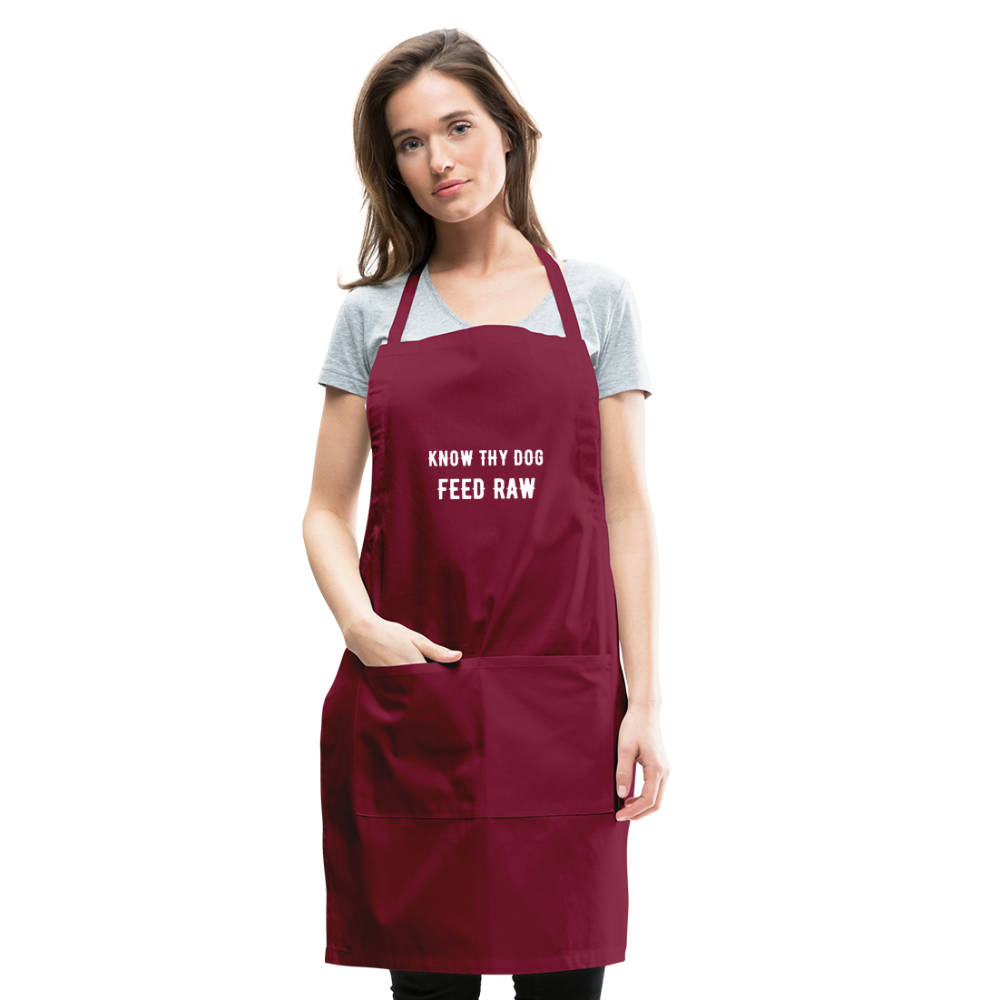 Know Thy Dog Feed Raw Adjustable Apron - burgundy