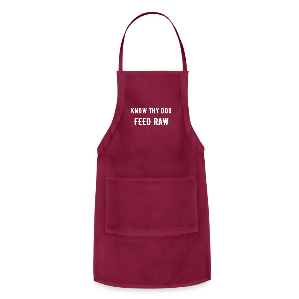 Know Thy Dog Feed Raw Adjustable Apron - burgundy