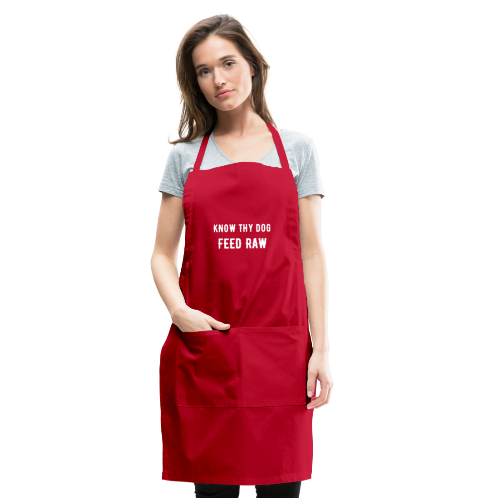 Know Thy Dog Feed Raw Adjustable Apron - red