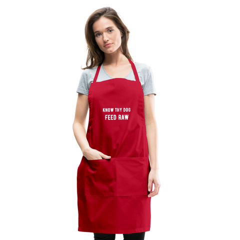 Image of Know Thy Dog Feed Raw Adjustable Apron - red