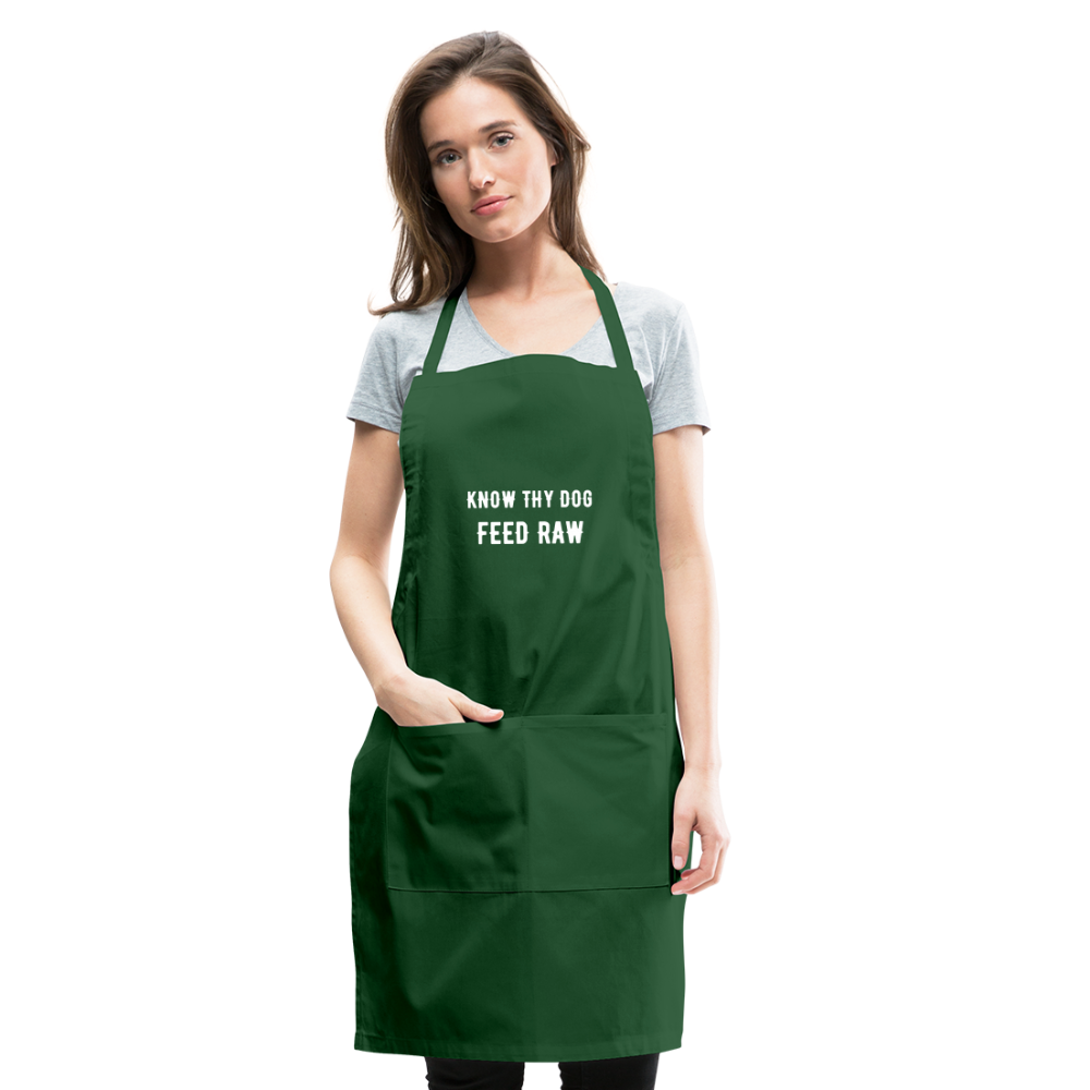 Know Thy Dog Feed Raw Adjustable Apron - forest green