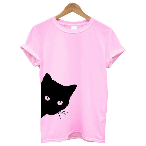 Image of Cat Looking Out Side Print Women's T-shirt