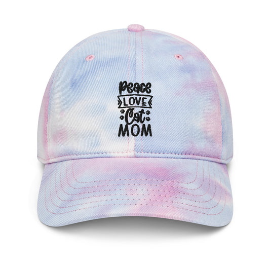 Peace Love Cat Mom Tie Dye Hat