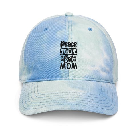 Image of Peace Love Cat Mom Tie Dye Hat
