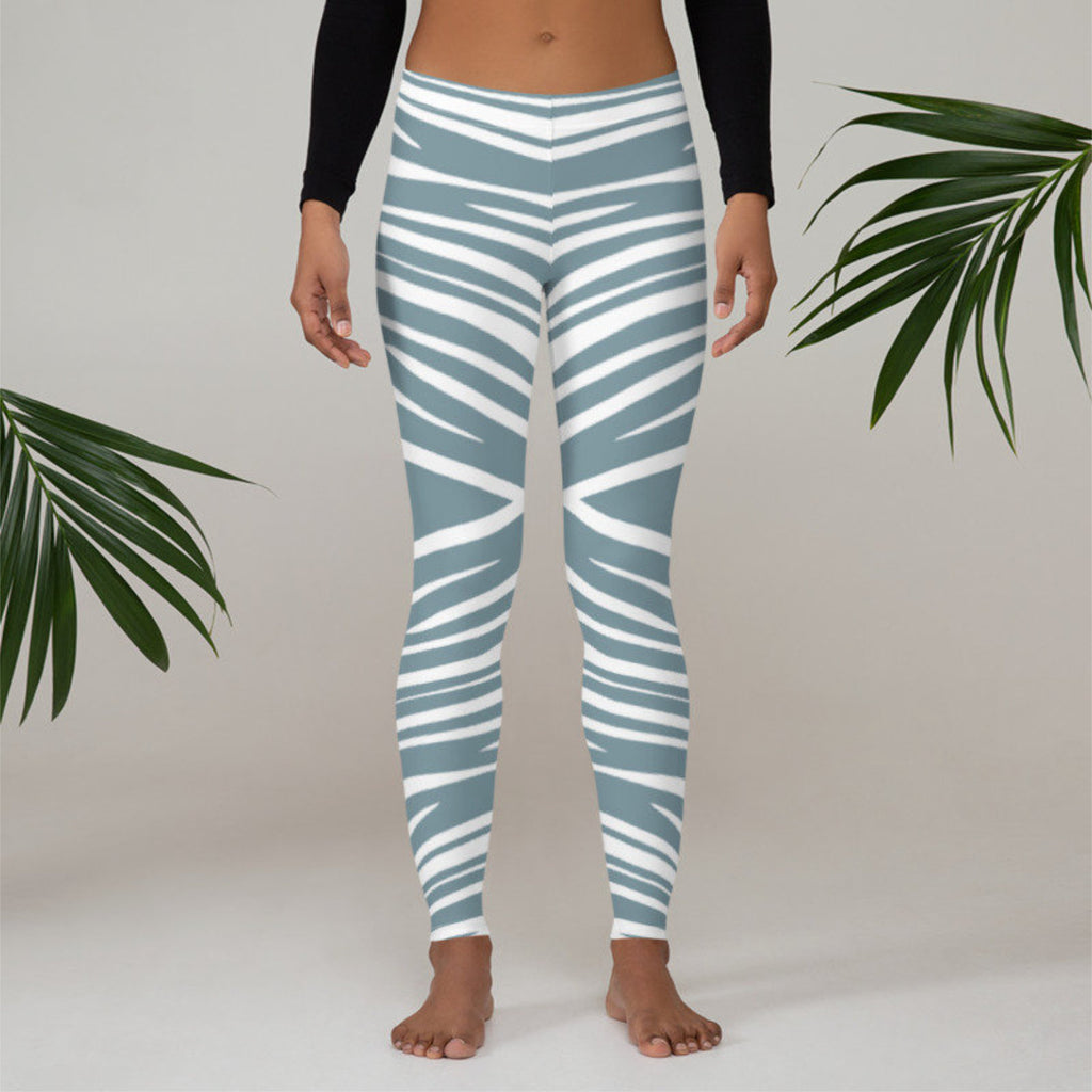 Leggings with blue tiger print