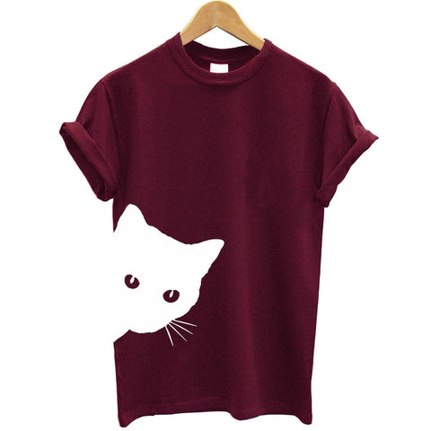 Image of Cat Looking Out Side Print Women's T-shirt