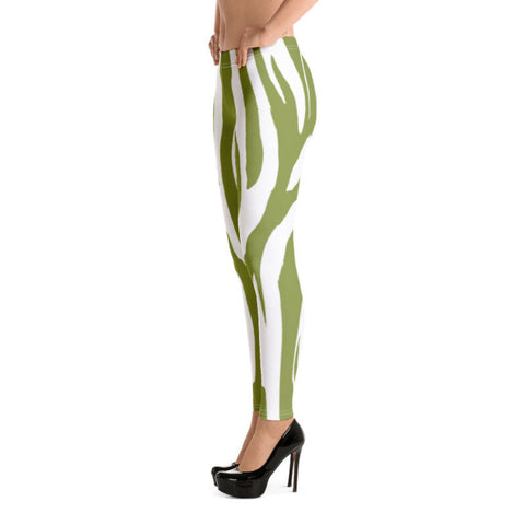 Image of Leggings Zebra Pattern Nature Green