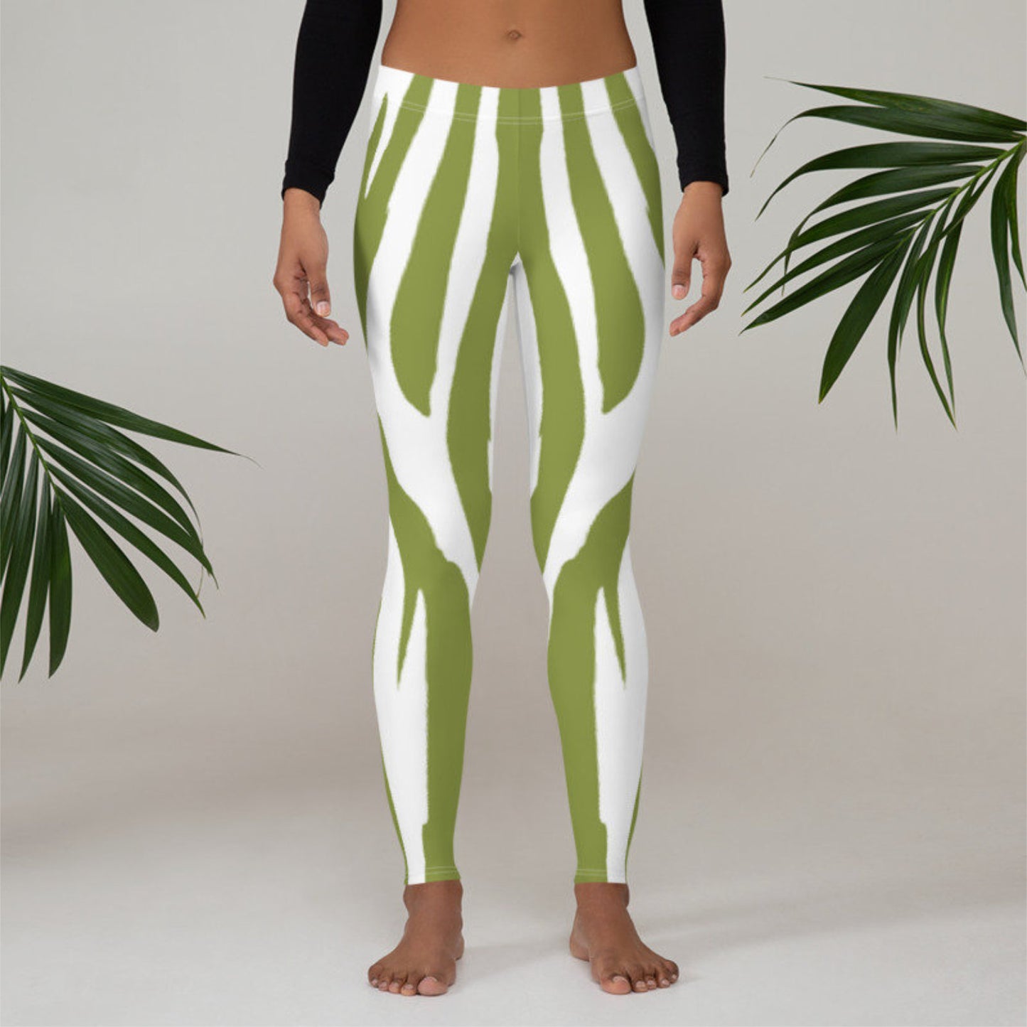 Leggings Zebra Pattern Nature Green